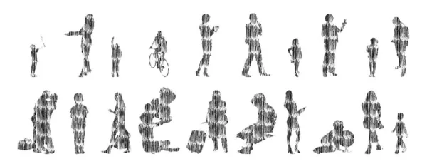 Siluetas Vectores Siluetas Contorno Personas Dibujo Contorno Silueta Personas Icono — Archivo Imágenes Vectoriales