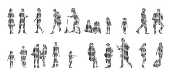 Siluetas Vectores Siluetas Contorno Personas Dibujo Contorno Silueta Personas Icono — Archivo Imágenes Vectoriales