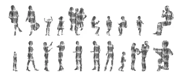 Vector Silhouettes Outline Silhouettes People Contour Drawing People Silhouette Icon — 스톡 벡터