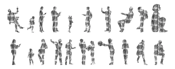 Siluetas Vectores Siluetas Contorno Personas Dibujo Contorno Silueta Personas Icono — Archivo Imágenes Vectoriales