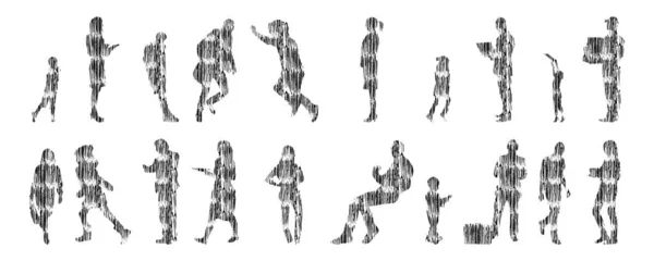 Vector Silhouettes Outline Silhouettes People Contour Drawing People Silhouette Icon — 스톡 벡터