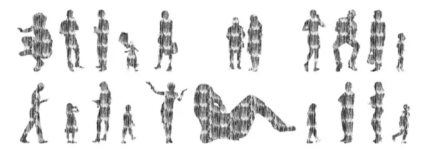 Siluetas Vectores Siluetas Contorno Personas Dibujo Contorno Silueta Personas Icono — Archivo Imágenes Vectoriales