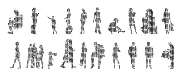 Siluetas Vectores Siluetas Contorno Personas Dibujo Contorno Silueta Personas Icono — Archivo Imágenes Vectoriales