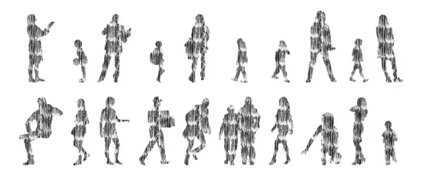 Silhouettes Vectorielles Silhouettes Esquissées Personnes Dessin Contour Silhouette Personnes Icône — Image vectorielle