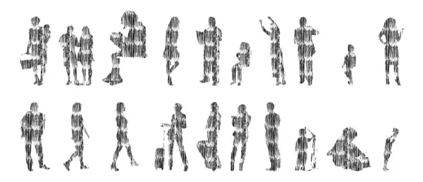 Vector Silhouettes Outline Silhouettes People Contour Drawing People Silhouette Icon — 스톡 벡터