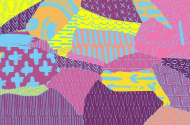 Soyut siyah konturlar, el vektör desen çizdi. Geometrik tarzı Retro soyut desen. Soyut çok renkli geometrik desen.