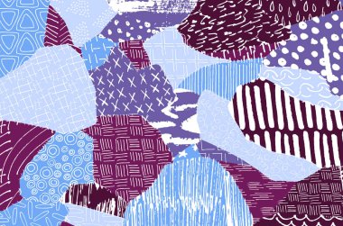 Soyut siyah konturlar, el vektör desen çizdi. Geometrik tarzı Retro soyut desen. Soyut çok renkli geometrik desen.