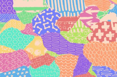 Soyut siyah konturlar, el vektör desen çizdi. Geometrik tarzı Retro soyut desen. Soyut çok renkli geometrik desen.