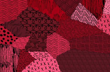 Soyut siyah konturlar, el vektör desen çizdi. Geometrik tarzı Retro soyut desen. Soyut çok renkli geometrik desen.