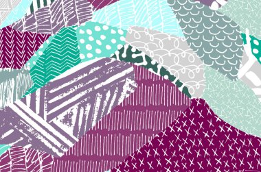 Soyut siyah konturlar, el vektör desen çizdi. Geometrik tarzı Retro soyut desen. Soyut çok renkli geometrik desen.