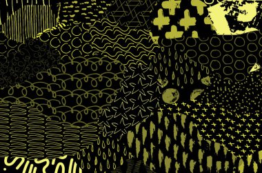 Soyut siyah konturlar, el vektör desen çizdi. Geometrik tarzı Retro soyut desen. Soyut çok renkli geometrik desen.