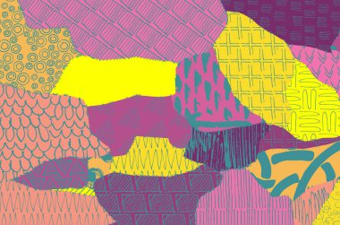 Soyut siyah konturlar, el vektör desen çizdi. Geometrik tarzı Retro soyut desen. Soyut çok renkli geometrik desen.