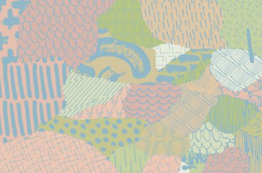 Soyut siyah konturlar, el vektör desen çizdi. Geometrik tarzı Retro soyut desen. Soyut çok renkli geometrik desen.