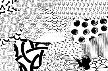 Soyut siyah konturlar, el vektör desen çizdi. Geometrik tarzı Retro soyut desen. Soyut çok renkli geometrik desen.