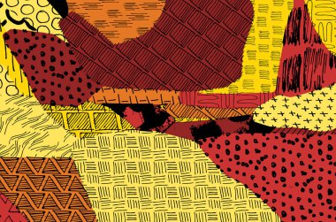 Soyut siyah konturlar, el vektör desen çizdi. Geometrik tarzı Retro soyut desen. Soyut çok renkli geometrik desen.