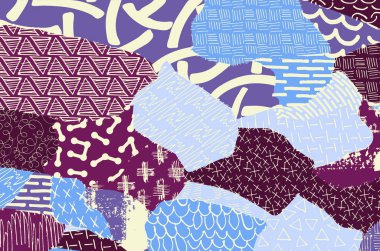 Soyut siyah konturlar, el vektör desen çizdi. Geometrik tarzı Retro soyut desen. Soyut çok renkli geometrik desen.