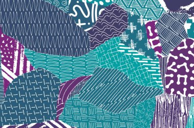 Soyut siyah konturlar, el vektör desen çizdi. Geometrik tarzı Retro soyut desen. Soyut çok renkli geometrik desen.