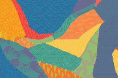 Soyut siyah konturlar, el vektör desen çizdi. Geometrik tarzı Retro soyut desen. Soyut çok renkli geometrik desen.