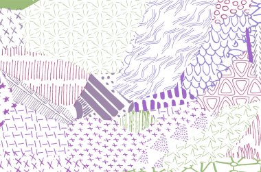 Soyut siyah konturlar, el vektör desen çizdi. Geometrik tarzı Retro soyut desen. Soyut çok renkli geometrik desen.