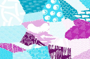 Soyut siyah konturlar, el vektör desen çizdi. Geometrik tarzı Retro soyut desen. Soyut çok renkli geometrik desen.