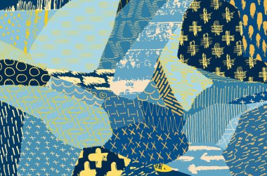 Soyut siyah konturlar, el vektör desen çizdi. Geometrik tarzı Retro soyut desen. Soyut çok renkli geometrik desen.