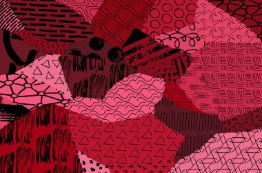 Soyut siyah konturlar, el vektör desen çizdi. Geometrik tarzı Retro soyut desen. Soyut çok renkli geometrik desen.