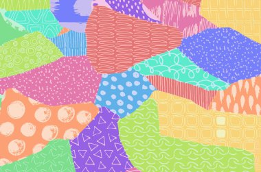 Soyut siyah konturlar, el vektör desen çizdi. Geometrik tarzı Retro soyut desen. Soyut çok renkli geometrik desen.