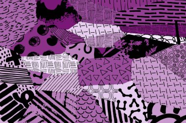 Soyut siyah konturlar, el vektör desen çizdi. Geometrik tarzı Retro soyut desen. Soyut çok renkli geometrik desen.