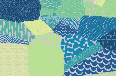 Soyut siyah konturlar, el vektör desen çizdi. Geometrik tarzı Retro soyut desen. Soyut çok renkli geometrik desen.