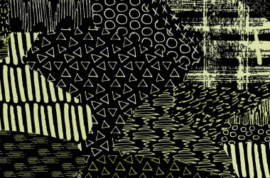 Soyut siyah konturlar, el vektör desen çizdi. Geometrik tarzı Retro soyut desen. Soyut çok renkli geometrik desen.