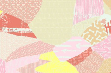 Soyut siyah konturlar, el vektör desen çizdi. Geometrik tarzı Retro soyut desen. Soyut çok renkli geometrik desen.