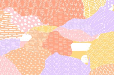 Soyut siyah konturlar, el vektör desen çizdi. Geometrik tarzı Retro soyut desen. Soyut çok renkli geometrik desen.