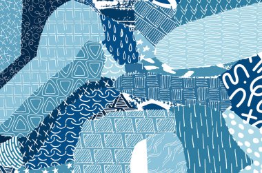 Soyut siyah konturlar, el vektör desen çizdi. Geometrik tarzı Retro soyut desen. Soyut çok renkli geometrik desen.