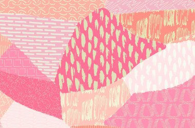 Soyut siyah konturlar, el vektör desen çizdi. Geometrik tarzı Retro soyut desen. Soyut çok renkli geometrik desen.