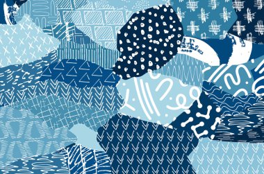 Soyut siyah konturlar, el vektör desen çizdi. Geometrik tarzı Retro soyut desen. Soyut çok renkli geometrik desen.