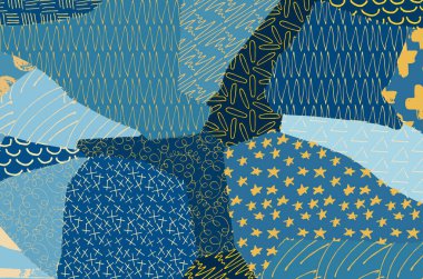 Soyut siyah konturlar, el vektör desen çizdi. Geometrik tarzı Retro soyut desen. Soyut çok renkli geometrik desen.