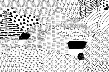 Soyut siyah konturlar, el vektör desen çizdi. Geometrik tarzı Retro soyut desen. Soyut çok renkli geometrik desen.