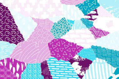 Soyut siyah konturlar, el vektör desen çizdi. Geometrik tarzı Retro soyut desen. Soyut çok renkli geometrik desen.