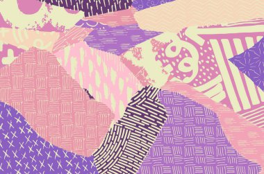 Soyut siyah konturlar, el vektör desen çizdi. Geometrik tarzı Retro soyut desen. Soyut çok renkli geometrik desen.