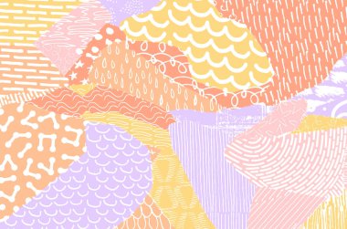 Soyut siyah konturlar, el vektör desen çizdi. Geometrik tarzı Retro soyut desen. Soyut çok renkli geometrik desen.