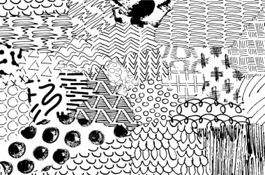 Soyut siyah konturlar, el vektör desen çizdi. Geometrik tarzı Retro soyut desen. Soyut çok renkli geometrik desen.