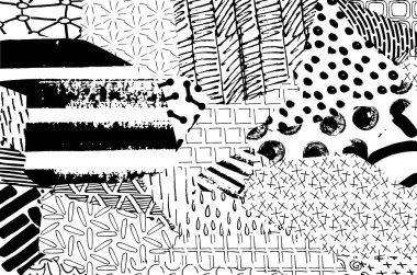 Soyut siyah konturlar, el vektör desen çizdi. Geometrik tarzı Retro soyut desen. Soyut çok renkli geometrik desen.