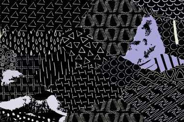 Soyut siyah konturlar, el vektör desen çizdi. Geometrik tarzı Retro soyut desen. Soyut çok renkli geometrik desen.