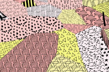 Soyut siyah konturlar, el vektör desen çizdi. Geometrik tarzı Retro soyut desen. Soyut çok renkli geometrik desen.