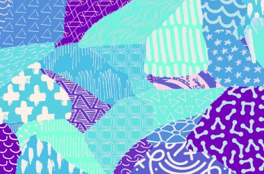 Soyut siyah konturlar, el vektör desen çizdi. Geometrik tarzı Retro soyut desen. Soyut çok renkli geometrik desen.