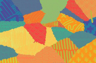 Soyut siyah konturlar, el vektör desen çizdi. Geometrik tarzı Retro soyut desen. Soyut çok renkli geometrik desen.