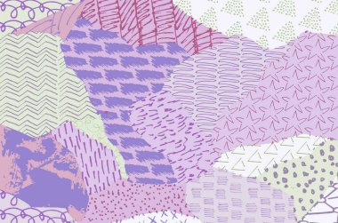 Soyut siyah konturlar, el vektör desen çizdi. Geometrik tarzı Retro soyut desen. Soyut çok renkli geometrik desen.