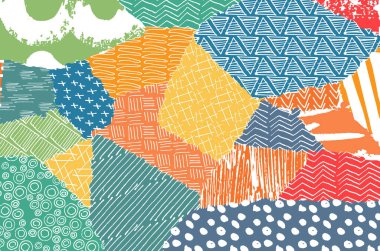 Soyut siyah konturlar, el vektör desen çizdi. Geometrik tarzı Retro soyut desen. Soyut çok renkli geometrik desen.