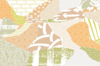 Soyut siyah konturlar, el vektör desen çizdi. Geometrik tarzı Retro soyut desen. Soyut çok renkli geometrik desen.