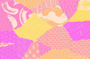 Soyut siyah konturlar, el vektör desen çizdi. Geometrik tarzı Retro soyut desen. Soyut çok renkli geometrik desen.